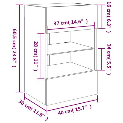 Móveis de Parede Selma p/ TV com Luzes LED - 2 Peças 40x30x60,5 cm - Branco