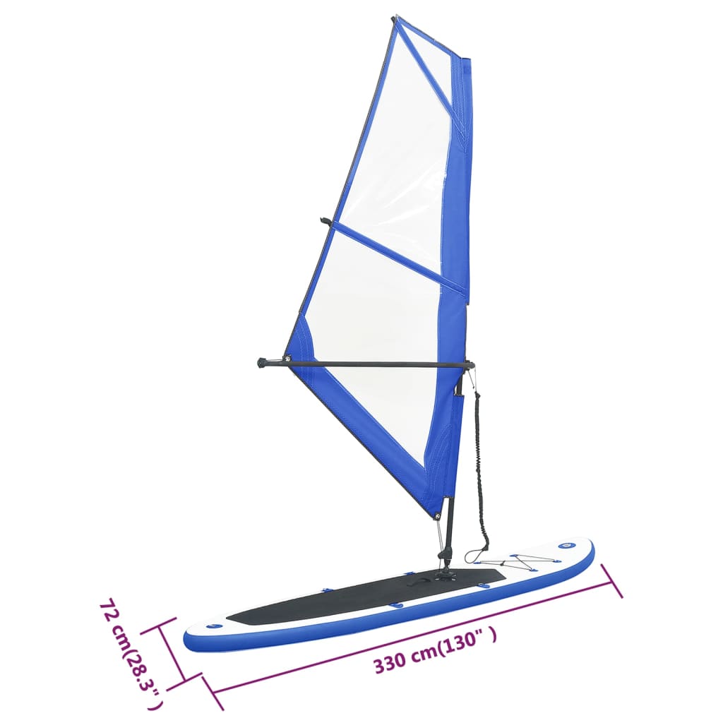 Prancha de Paddle SUP com Vela e Remo - 330cm - Azul e Branco