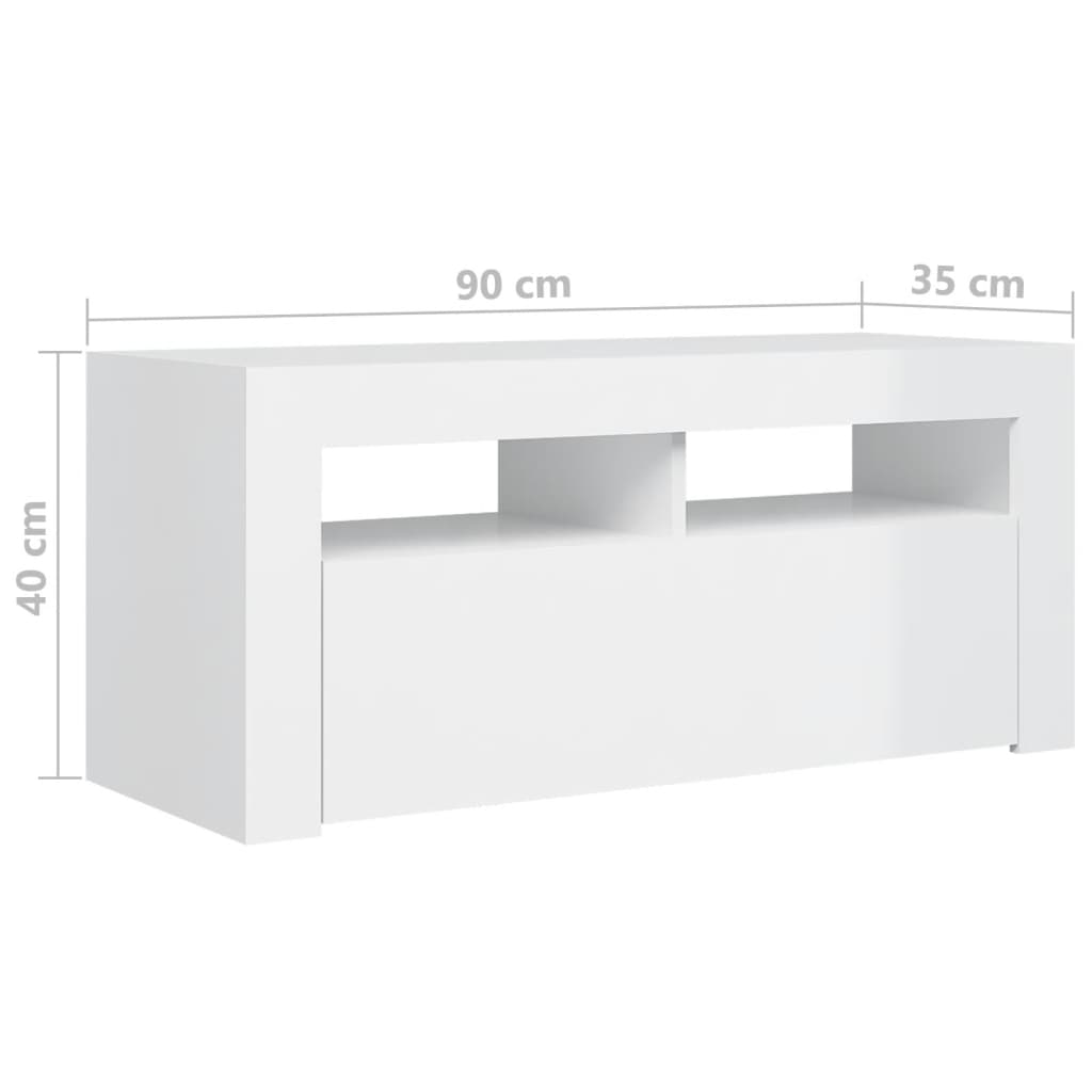 Móvel de TV Ibere com Luzes LED - 90cm - Branco Brilhante- Design Moderno