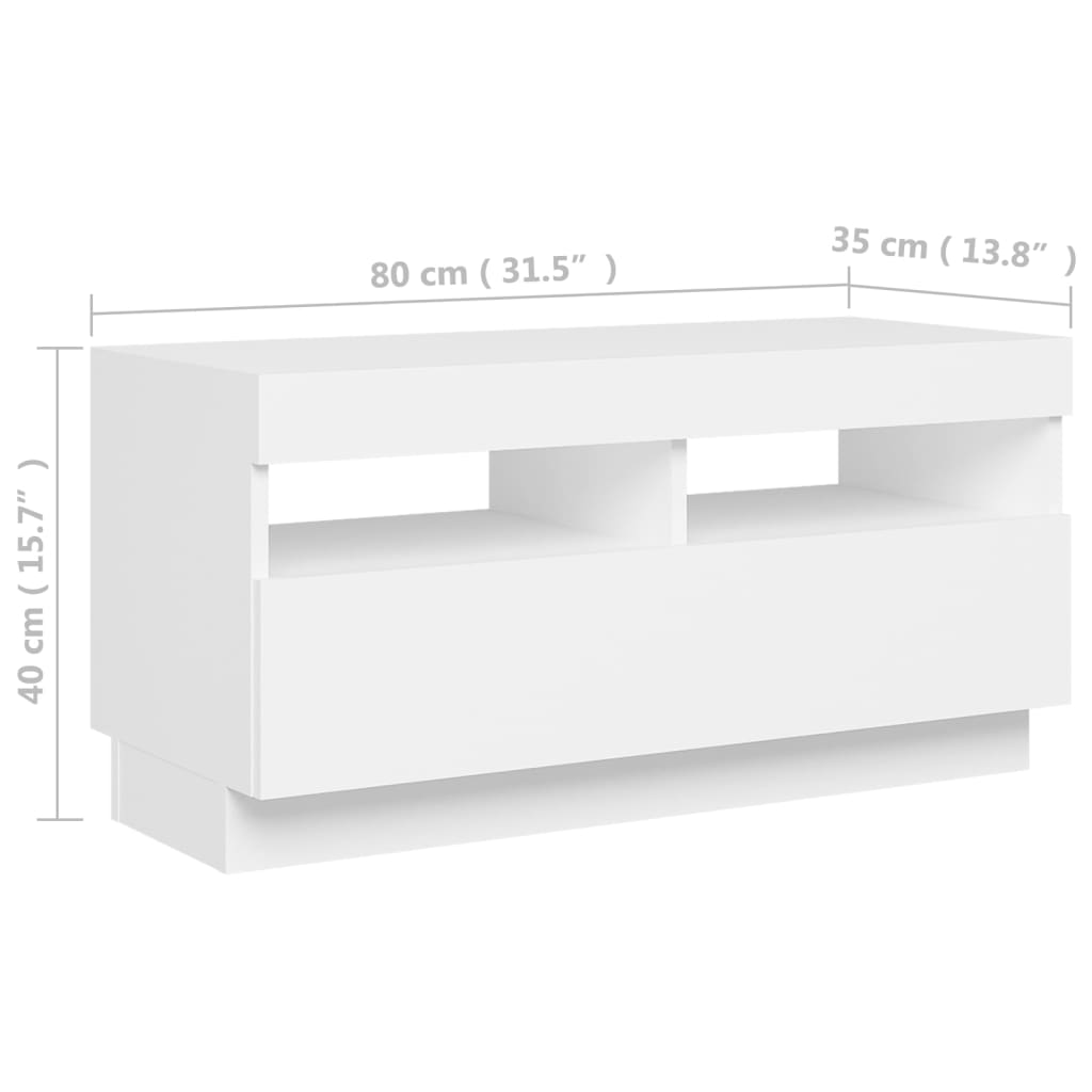 Móvel de TV Ibere com Luzes LED - 80cm - Branco- Design Moderno