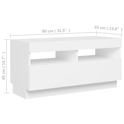 Móvel de TV Ibere com Luzes LED - 80cm - Branco- Design Moderno