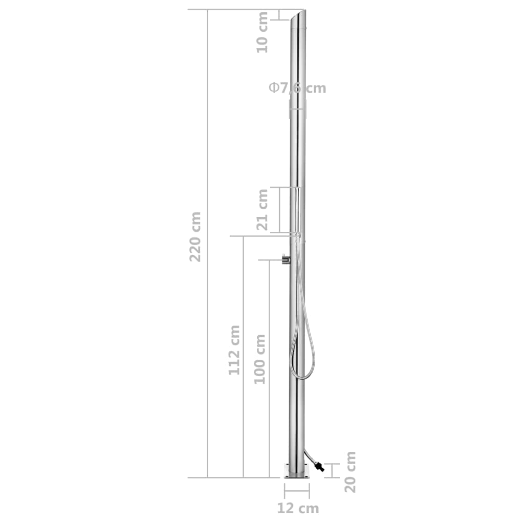 Chuveiro de jardim c/ base castanha 225 cm aço inoxidável