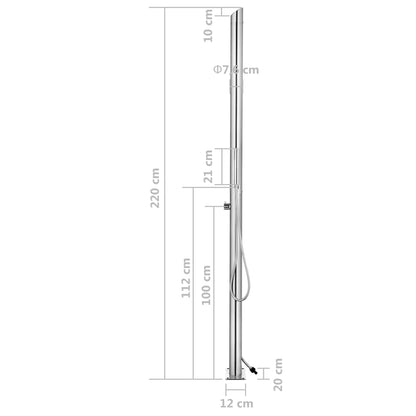 Chuveiro de jardim c/ base castanha 225 cm aço inoxidável