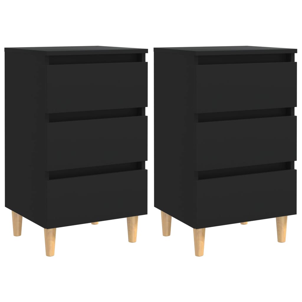 Conjunto de 2 Mesinhas de Cabeceira Bacco com 3 Gavetas - Preto - Design Moderno