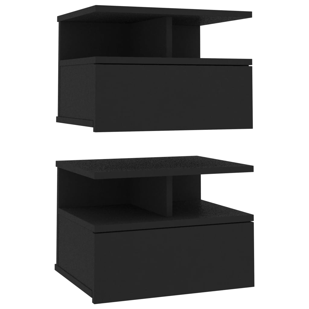 Conjunto de 2 Mesinhas de Cabeceira Float - Preto - Design Moderno