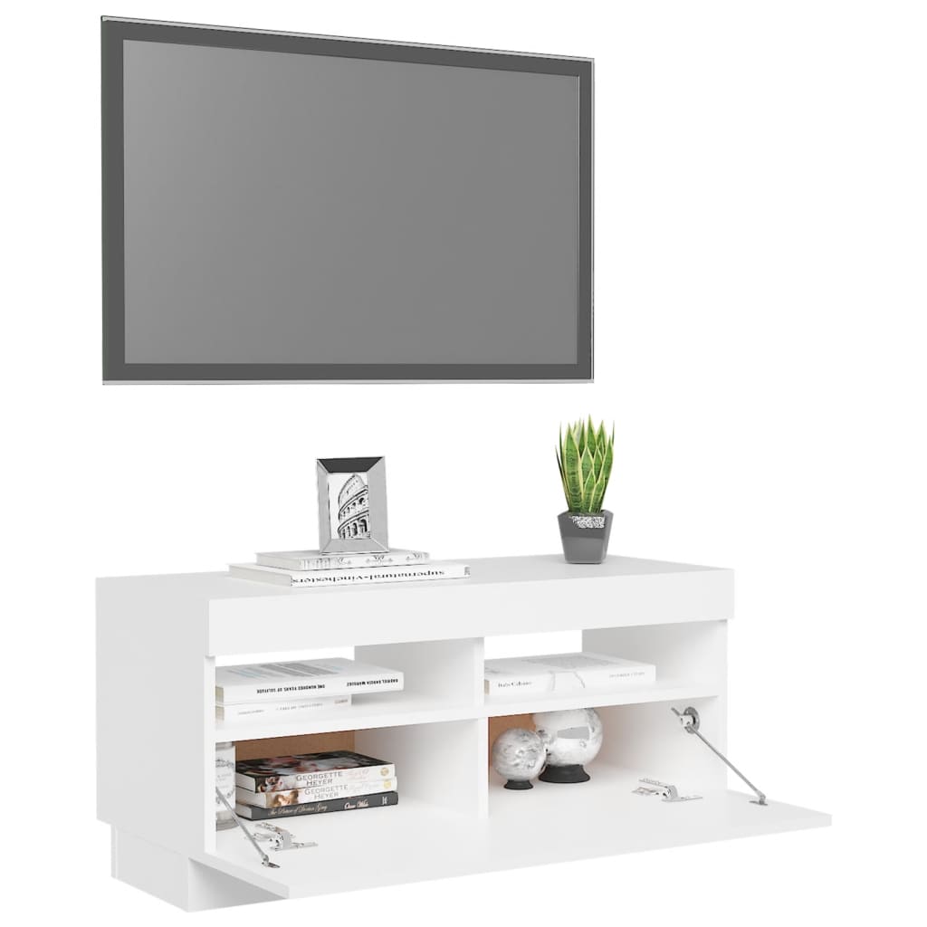 Móvel de TV Ibere com Luzes LED - 80cm - Branco- Design Moderno