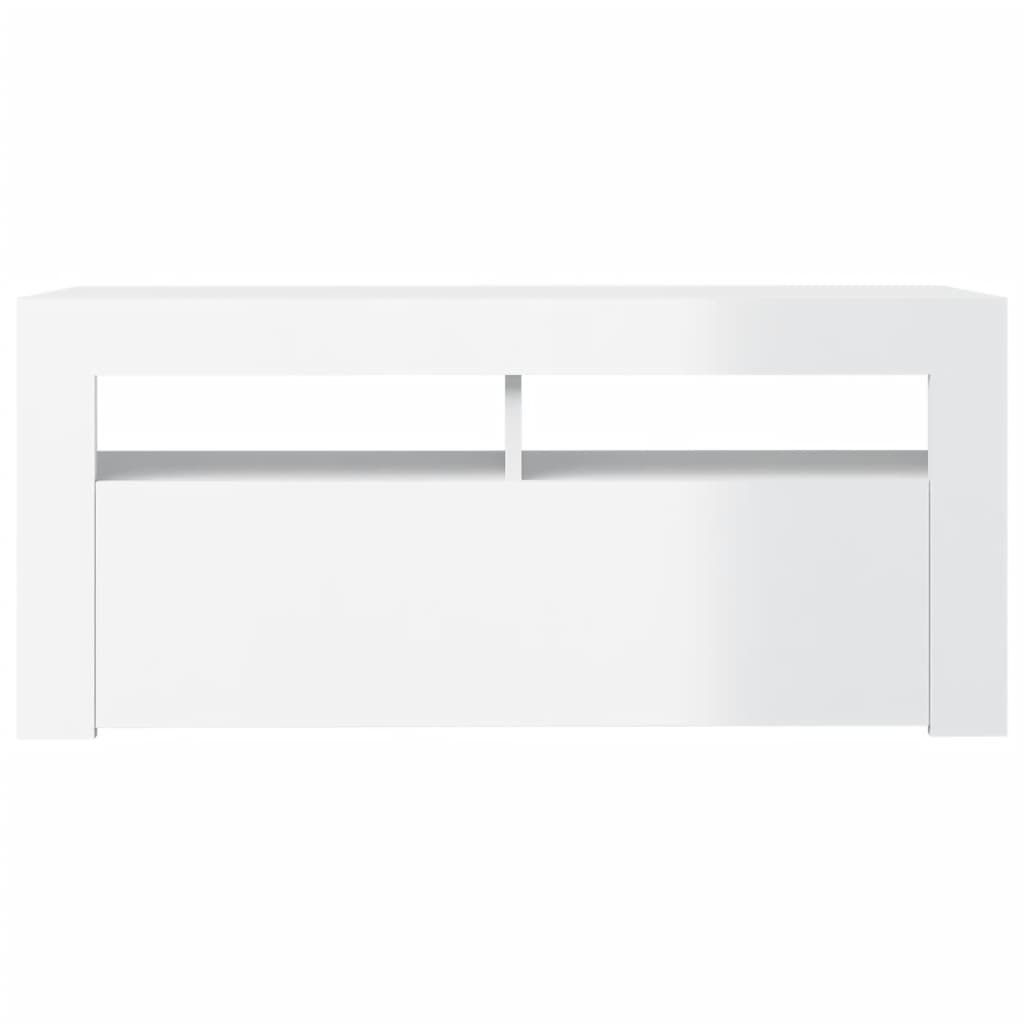 Móvel de TV Ibere com Luzes LED - 90cm - Branco Brilhante- Design Moderno