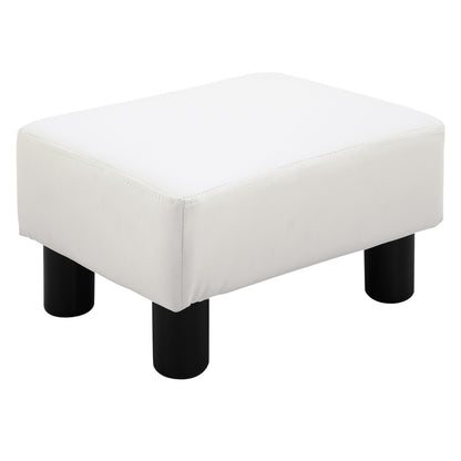 HOMCOM Apoio para os Pés Octomano Banco Pequeno Estofado em Pele Sintética com Assento Acolchoado de Espuma e Pés de Plástico para Sala de Estar Dormitório 40x30x24 cm Branco