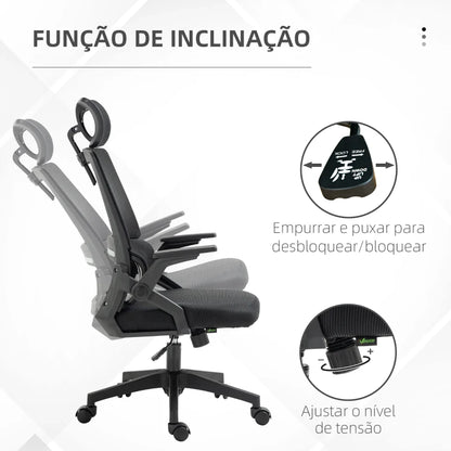 Cadeira de Escritório Hercula Ergonómica com Altura e Apoio de Cabeça Ajustáveis - Design Moderno