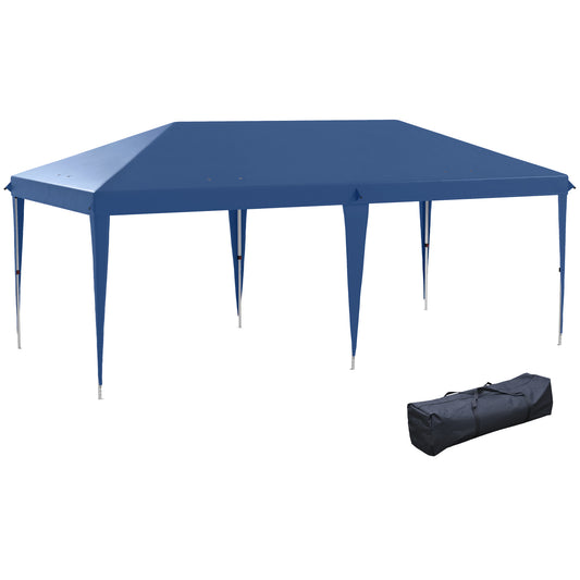 Outsunny Tenda Dobrável 6x3 Tenda de Jardim Portátil com Bolsa de Transporte Tecido Oxford Estrutura de Aço para Exterior Festas Acampamento Azul