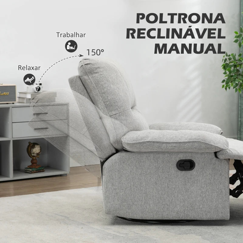 Poltrona Relax Dayla Reclinável em Tecido Premium - Cinzento - Design Nórdico