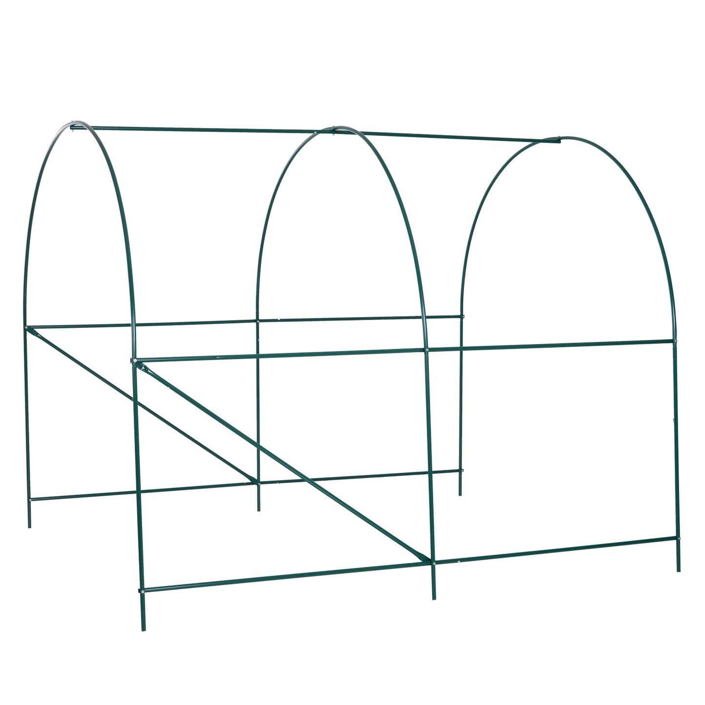 Outsunny Estufa Tipo Túnel 245x200x198cm Estufa de Jardim com Janelas e Portas Enroláveis para Cultivo de Plantas Verde