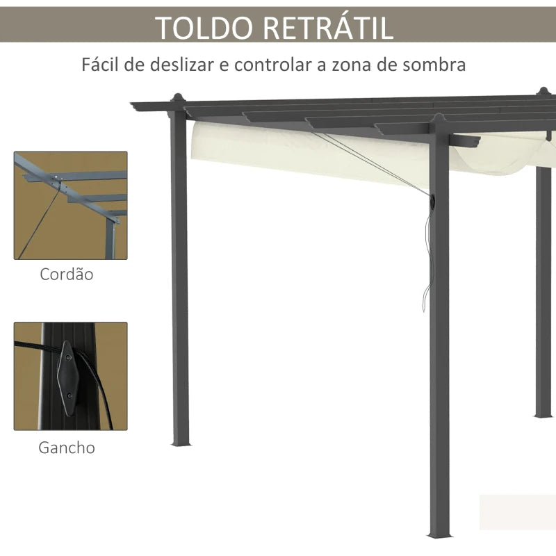 Pérgola de Jardim com Teto Retrátil e Drenagem - 4x3m