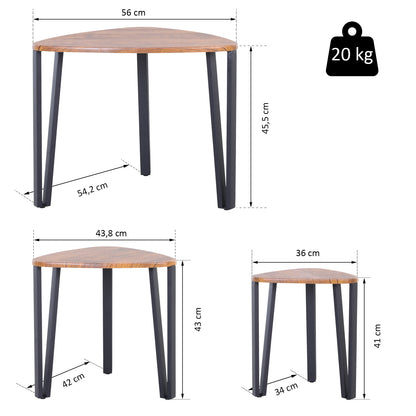 HOMCOM Conjunto de 3 Mesas de Café Nido Mesa de Café Moderna Mesa Auxiliar Mesas de Café para sala de estar 56x54.2x45.4 cm