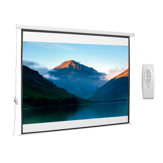 HOMCOM Tela de Projeção Elétrica 120 Polegadas Tela de Projeção Portátil Formato 4:3 com Comando à Distância para Interior e Exterior Cinema em Casa Pátio 244x183 cm Branco