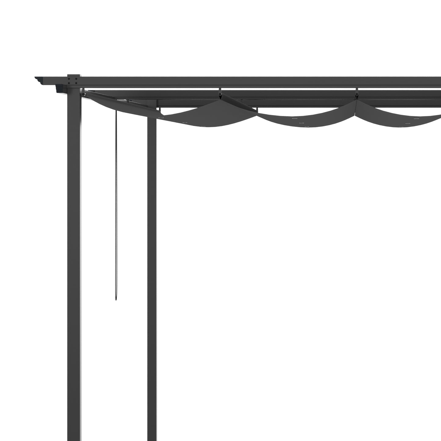 Outsunny Pérgola de Parede de Jardim 3,9x2,9 m Pérgola com Teto Retrátil Tecido de Poliéster e Estrutura de Aço para Pátio Varanda Cinza Escuro