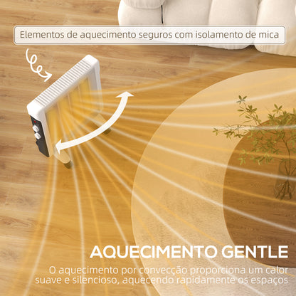 Aquecedor Elétrico - Branco - 26,5x55x61,5 cm - PP, Mica e Aço - Painéis de Mica e Proteção Anti-Tombo