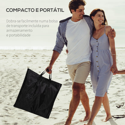 Outsunny Conjunto de 2 Esteiras de Praia com Encosto Reclinável em 5 Níveis Bolsa de Transporte e Apoio de Cabeça 48x134x36-45 cm Preto