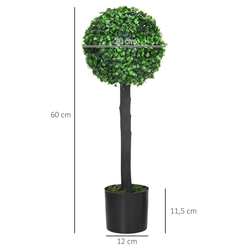 Conjunto de 2 Plantas Artificiais Buxos de 60cm