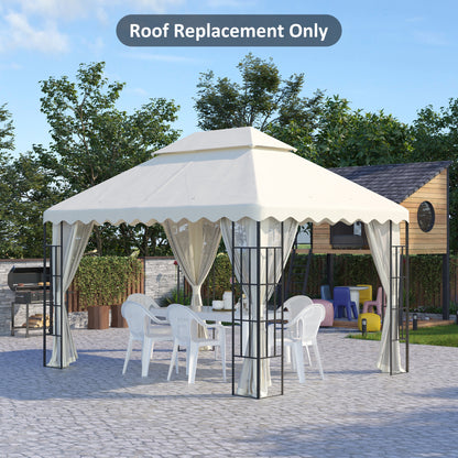 Outsunny Toldo de Substituição para Pérgola 3,95x2,97 cm Cobertura de Substituição com teto Duplo Ventilação e 10 Orifícios de Drenagem para Pátio Jardim Ar Livre Creme