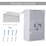 HOMCOM Armário de remédios de aço inoxidável montado na parede com 3 prateleiras com 2 chaves 30x18x50 cm prata