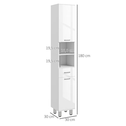 Armário Alto Damise de Casa de Banho de 180cm - Branco - Design Moderno