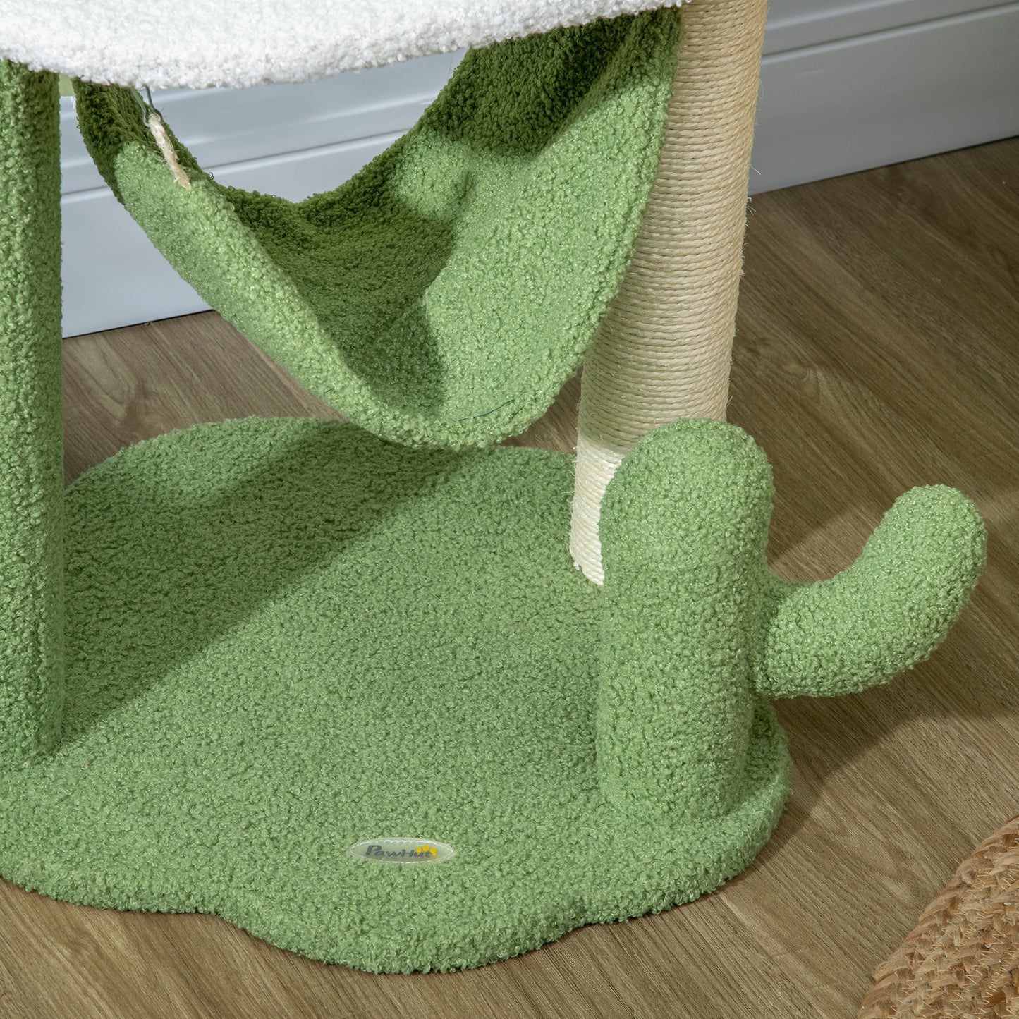 PawHut Árvore Arranhador para Gatos com Forma de Cacto Altura 90cm Torre para Gatos com Rede Plataforma Postes de Sisal e Bola Divertida 45x45x90cm Verde