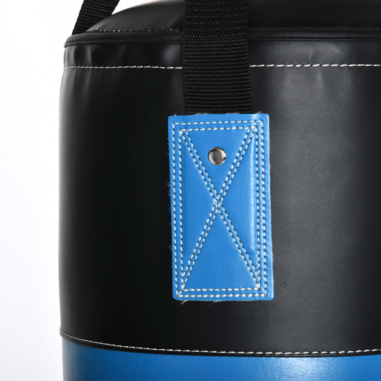 HOMCOM Conjunto de Saco de Boxe Profissional e Suporte com Barra de Elevações para Parede Treino em Casa Escritório Ginásio Ø25x102 cm 93x47x51 cm Azul e Preto