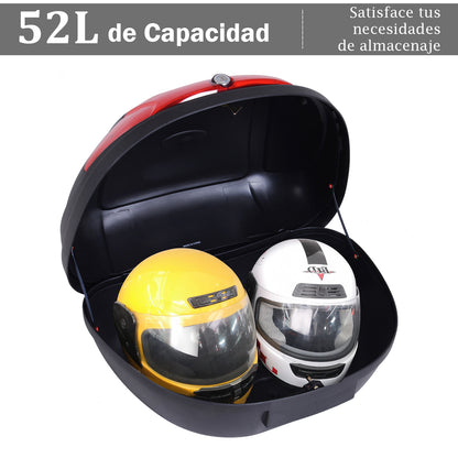 HOMCOM Mala para Motocicleta Mala para Mota Capacidade de 52L com Fechadura e 2 Chaves 59,5x43,5x31 cm Preto e Vermelho