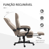 Vinsetto Cadeira de Escritório Giratória Cadeira de Escritório Reclinável com Altura Ajustável Apoio para os Braços Apoio para os Pés Retrátil para Sala de Estar Escritório Estúdio Carga 20kg 68x67x106-114cm Marrom