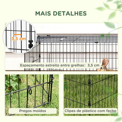 PawHut Gaiola para Animais Pequenos Gaiola para Roedores de Aço com Porta e Toldo para Coelhos Chinchilas Galinhas 220x85x70 cm Verde