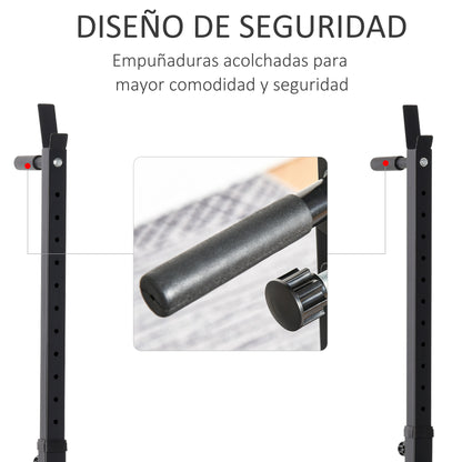 Suporte Ajustável para Barras de Peso Suporte Multifuncional para Exercício em Casa Escritório Carga 150kg Altura Ajustável 121-171cm Preto e Vermelho