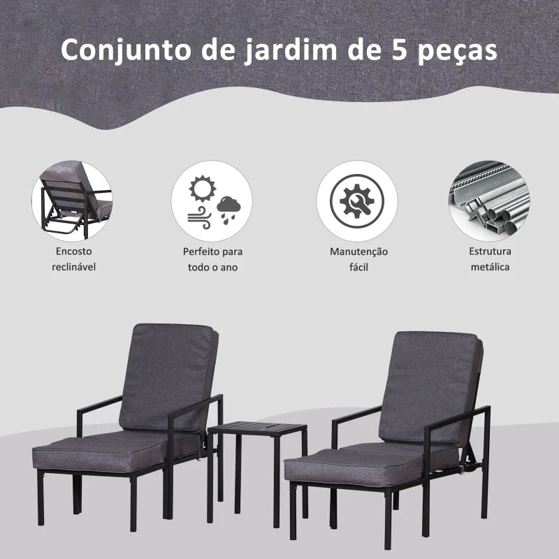 Conjunto Nemo - 2 Cadeiras com Apoio de Pés e 1 Mesa - Design Moderno