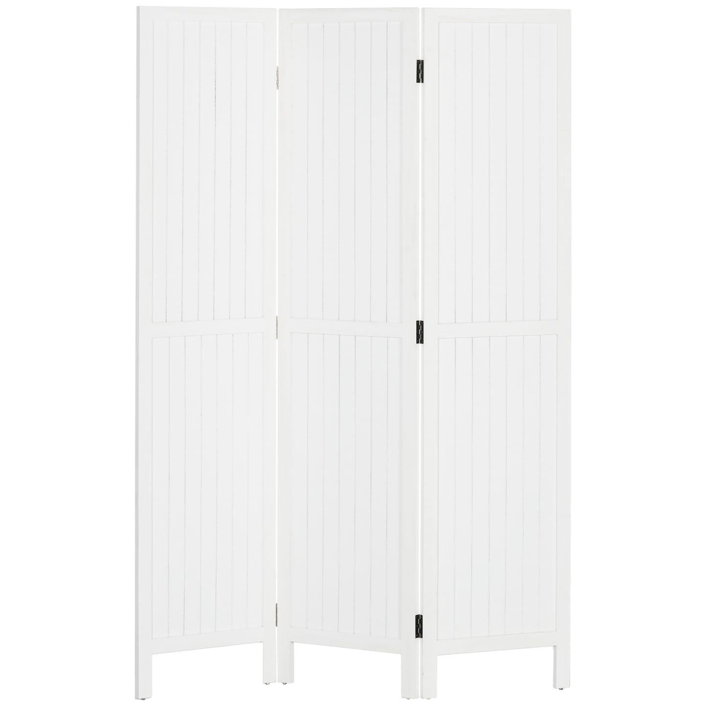 HOMCOM Biombo 3 Painéis Separador de Ambientes Dobrável 120x1,8x170 cm Divisor de Habitação com Painel de Privacidade Estilo Rústico para Escritório Dormitório Sala de Estar Branco