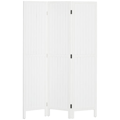 HOMCOM Biombo 3 Painéis Separador de Ambientes Dobrável 120x1,8x170 cm Divisor de Habitação com Painel de Privacidade Estilo Rústico para Escritório Dormitório Sala de Estar Branco