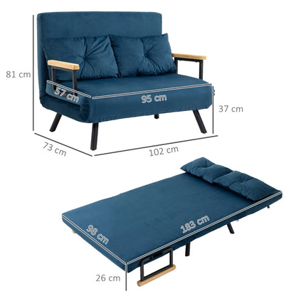 Sofá Cama Lopez com Encosto Ajustável - Azul Marinho - Design Moderno