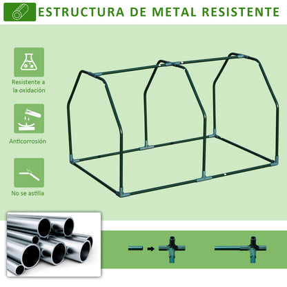 Outsunny Estufa de Jardim Terraço 100x70x60cm Estufa Pequena com Zíper pra Cultivos de Plantas Flores Estrutura de Aço Cobertura PE Branco