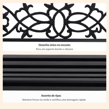 Outsunny Banco Baloiço de 2 Lugares Banco Suspenso de Aço com Apoio para os Braços Carga Máx. 240kg para Jardim Varanda Exterior 127x59,5x52cm Preto