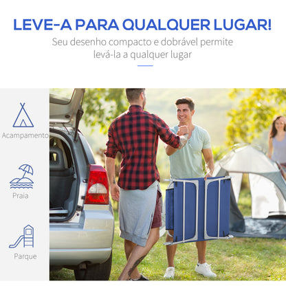 Espreguiçadeira de Jardim Reclinável e Dobrável com Orifício de Leitura Apoio para Cabeça e Encosto Ajustável em 4 Níveis para Praia 182x56x24,5 cm Azul