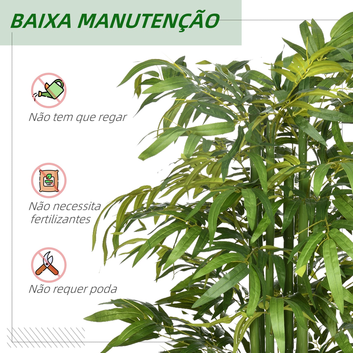 HOMCOM Planta Artificial Bambu em Vaso 180cm Bambu Artificial para Interiores e Exteriores Decoração de Sala de Estar Escritório Ø17x180 cm Verde