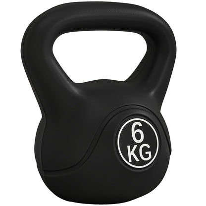 HOMCOM Peso Russo de 6 kg Kettlebell Fitness Preenchido de Areia com Punho Largo Antiderrapante para Exercícios e Treinos em Casa Ginásio 20x13x22 cm Preto