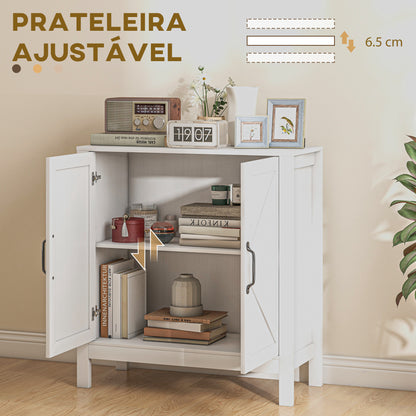 HOMCOM Aparador para Sala de Estar Moderno Móvel Sala de Estar com Prateleira Ajustável e Anti-Tombo Aparador Cozinha Sala de Jantar 80x35x85 cm Branco