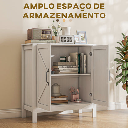 HOMCOM Aparador para Sala de Estar Moderno Móvel Sala de Estar com Prateleira Ajustável e Anti-Tombo Aparador Cozinha Sala de Jantar 80x35x85 cm Branco