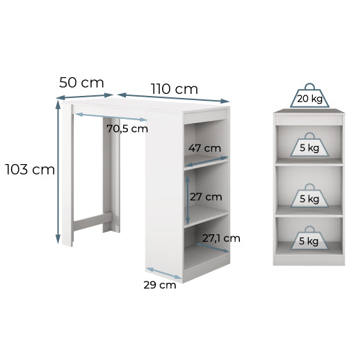 Mesa alta Kala (110cm) blanco