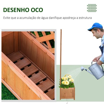 Outsunny Floreira com Treliça de Madeira Caixa de Plantio com Suporte para Plantas Trepadeiras para Cultivo de Plantas Flores Terraço Jardim Exterior 76x36x170cm Marrom