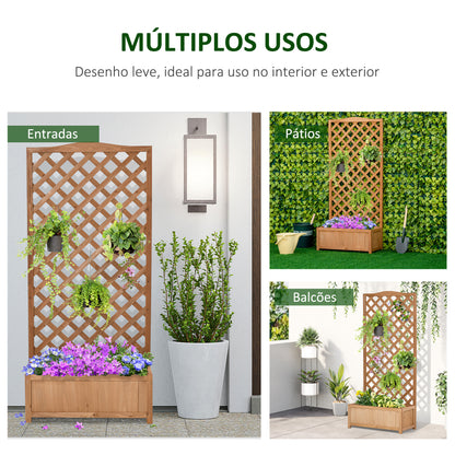 Outsunny Floreira com Treliça de Madeira Caixa de Plantio com Suporte para Plantas Trepadeiras para Cultivo de Plantas Flores Terraço Jardim Exterior 76x36x170cm Marrom