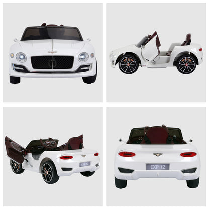 HomCom Carro elétrico com controle remoto 2 velocidades com faróis musica licencia de Bentley GT para crianças acima de 3 anos 108x60x43 cm Branco