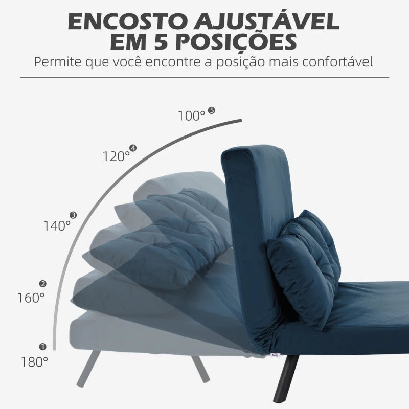 Sofá Cama Lopez com Encosto Ajustável - Azul Marinho - Design Moderno