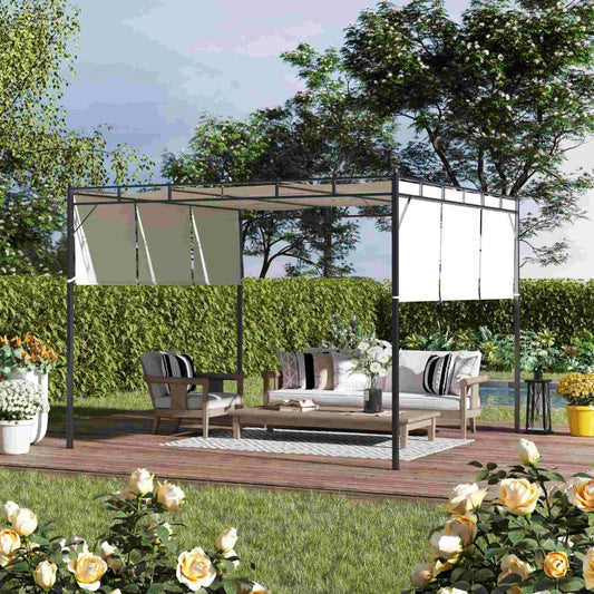 Pérgola de Jardim com Teto Retrátil em Aço - 3x3m