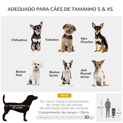 PawHut Carrinho para Animais de Estimação Dobrável Carrinho para Cães e Gatos com Rodas Giratórias Cesto e Suporte para Copos 75x45x97cm Marrom